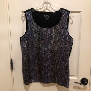 Chico’s (size 2) black sequined sleeveless top.